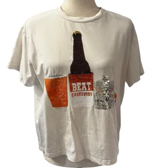 Queen of Sparkles Hook Me A Drink UT Gameday Tee Texas Longhorns Sequin Shirt M thumbnail 1