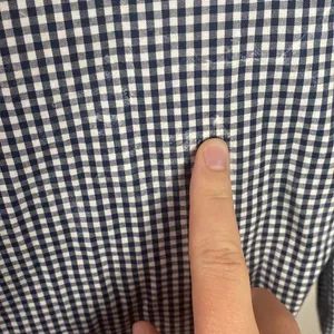 Abercrombie & Fitch micro plaid Oxford moose logo embroidery shirt navy white M thumbnail 11