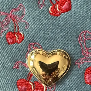 Betsey Johnson Cherry Embroidered Denim Handbag with bag charm NWT thumbnail 8