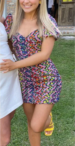 Rhode Resort Esme Floral V Neck Puff Sleeve Floral Mini Dress thumbnail 4