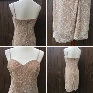 Moda International Nude & Cream Bead Dress Size 6 thumbnail 2
