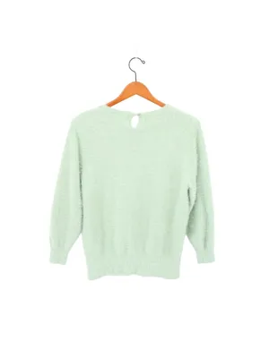 Anthropologie Rosie Neira Aubade Furry Fuzzy Mint Green Pullover Sweater M thumbnail 6