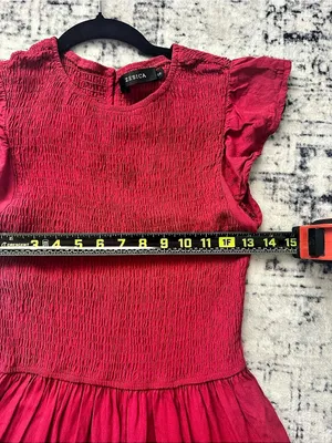 ZESICA Red Smocked Tiered Maxi Dress Flutter Sleeve Size thumbnail 7