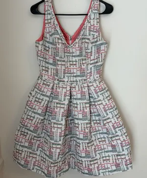 Trina Turk Linda Basket Weave Jacquard Dress Sz 6 Party Preppy Sorority Formal thumbnail 1