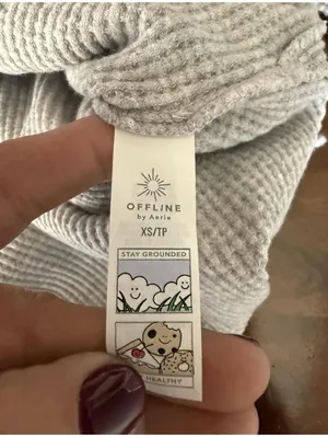 OFFLINE by Aerie Gray Ribbed Henley Long Sleeve Top XS Petite thumbnail 7
