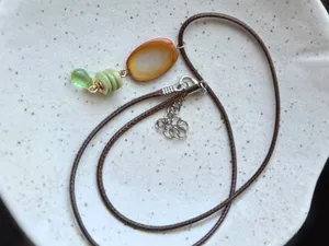 Handmade beautiful natural shell beads chic retro fairy whimsy necklace🌳🧡 thumbnail 4