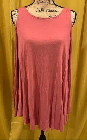 Stretch Cold Shoulder Tunic Top Pink Size XL thumbnail 1