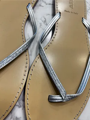 J.Crew Women's Silver‎ Glitter Strap Thong Flip Flop Sandals Size 11 thumbnail 2