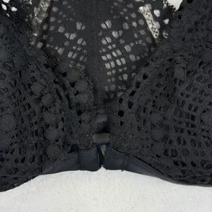 Victorias Secret Black‎ Floral Lace Front Close Racerback Bralette Large READ thumbnail 2