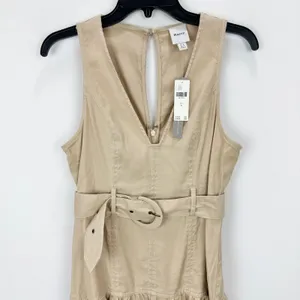 Maeve By Anthropologie V Neck Belted Drop Waist Mini Dress Tan US 6 NWT thumbnail 5