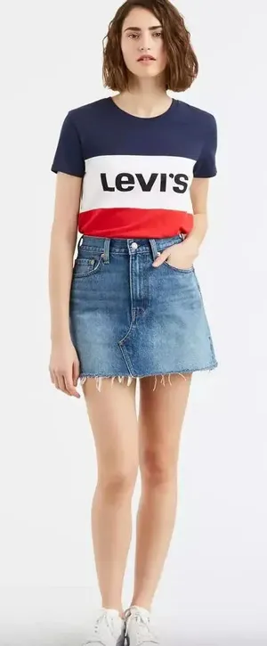 Levi's Deconstructed‎ Mini Skirt Medium Wash Denim Jean Size 28 thumbnail 1
