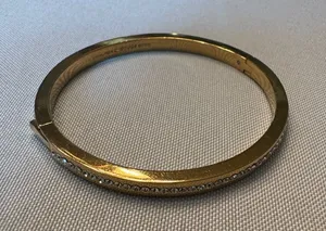 Kate Spade Gold Crystal Pavé Hinged Bangle Bracelet thumbnail 1