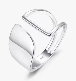 Boutique Unisex Unique,‎ 925 Silver Minimalist Ring, Adjustable thumbnail 1