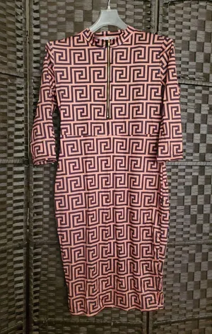 Patterned Series: Asymmetrical Line Dress Tan Size XXL thumbnail 1