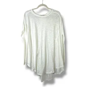 Free People We The Free Aria Trapeze White Boho Drapey Asymmetric Crewneck Top thumbnail 2