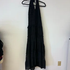 Y2K Go Gal Black Beaded Lace Halter Maxi Dress Whimsigoth Boho thumbnail 3