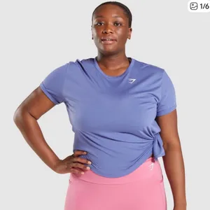 💪 Gymshark Blue Tie-Front Logo‎ Tee 🔵 Size L thumbnail 1