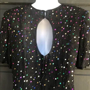 Vintage Stenay Silk‎ Beaded Dress Black Size 6 thumbnail 7