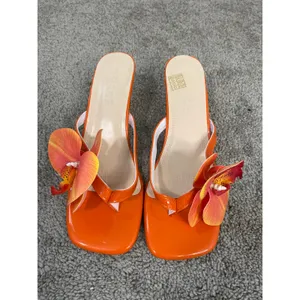 New SHUSHOP Grace Orange Orchid Flower Heels EU 38 US 8 thumbnail 5