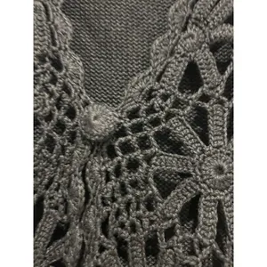 Vintage Boho Festival Black Crocheted Vest Size Medium Witchy Gothic Whimsygoth thumbnail 4