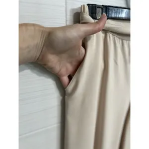 Hooever Hi Waist Wide Leg Tie Belt Beige Cream Dress Pants M, Office Minimalist thumbnail 2