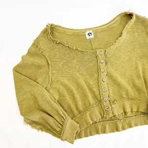 Free People X We The Free Golden Road Cardigan Curly Willow Mustard Olive Crop thumbnail 6