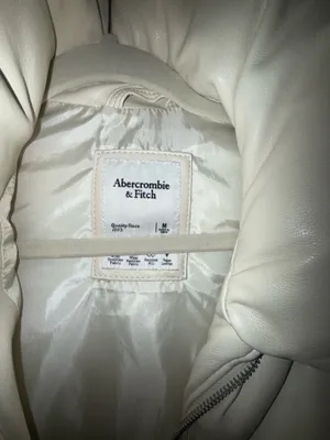 Abercrombie Puffer Leather Vegan Vest Ivory thumbnail 2