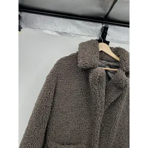 BCBG MaxAzria‎ Faux Fur Shearling Teddy Long Coat Sz XXS Heavy Winter Brown Gray thumbnail 6