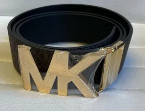 MK Monogram Gold Buckle Reversible Belt Brown Print/black NEW thumbnail 1