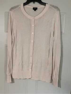 Torrid Crew Long Sleeve Pointelle Cardigan Sweater White 0 Large Cottagecore thumbnail 1