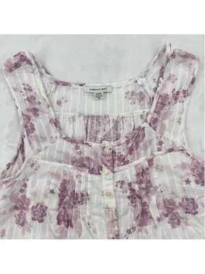 American Eagle Outfitters Cropped Tank Lavender Floral Cottage Boho Fairy Small thumbnail 3