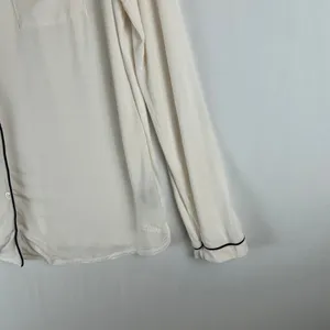 Comfrt Pajama Set Womens XL Cream White Black Piping Long Sleeve Wide Leg‎ Pants thumbnail 8