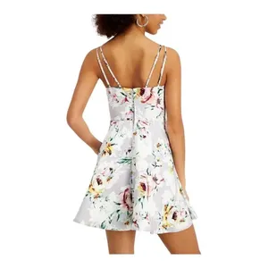 Womens City Studio Sleeveless Silver Floral Sweetheart Fit & Flare Dress - Sz 13 thumbnail 2