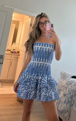 Blue and white dress thumbnail 1