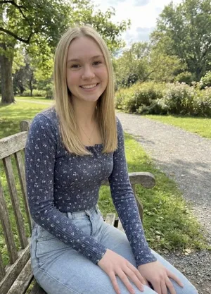 Aeropostale Junior's Soft Blue Floral Shrunken Tee Long Sleeve- Medium thumbnail 1