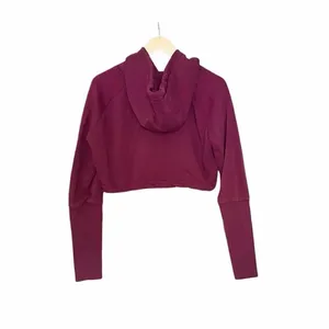 Gymshark Cropped Pullover Hoodie Drawstring Maroon M thumbnail 3