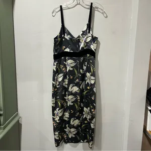 Cinq à Sept Leena Floral Print Midi Dress Size 10‎ 100% Silk with Velvet … thumbnail 11