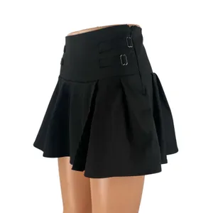 Princess Polly Women's Black Buckle Zip High Waist Pleated A Line Mini Skirt 4 thumbnail 3