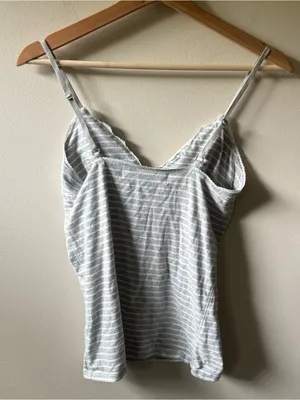 Gilly Hicks White and Grey Striped Cami Tank Top thumbnail 7