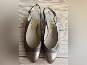 Salvatore Ferragamo Metallic Slingback Pumps size 6.5 thumbnail 3