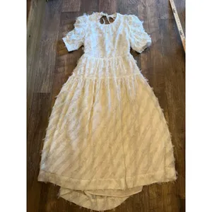 En Saison Natural Fringe Eyelash Tiered Midi Dress Open Tie‎ Back Size M thumbnail 3