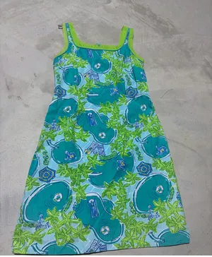 Lilly Pulitzer vintage Tropical Pool-Print Sundress in Teal and Lime 2 thumbnail 1