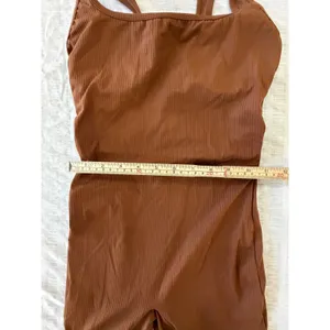 Halara Brown Jumpsuit Ribbed Cut‎ Out Back XS Athleisure Minimalist thumbnail 11