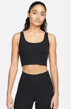 Nike One Luxe Black Ribbed Sports Bra Tank thumbnail 1