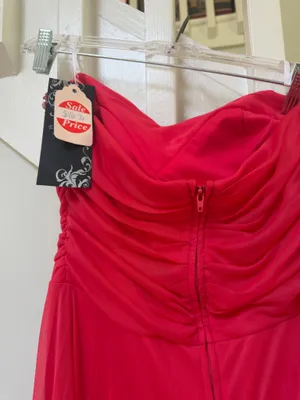 ElisaBella Strapless Red Evening Gown with Embellished Sweetheart Neckline thumbnail 6