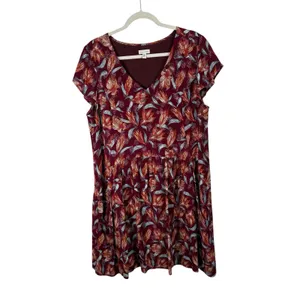 Garnet‎ Hill Summer Day Dress Rust Red Floral Boho Cottage Pockets Womens 10? thumbnail 2