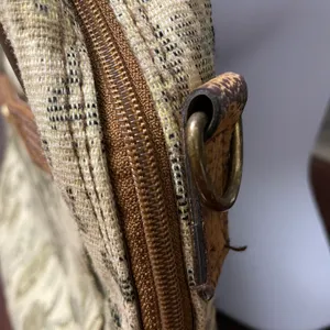 Verdi Vintage Tapestry Messenger / Laptop Bag Cream Brown and Green Floral thumbnail 6