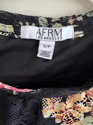 AFRM Los Angeles Lacey Black Floral Lace Two-Piece Midi Dress Set, Size S/M thumbnail 7
