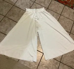 Wide Leg Women's Palazzo Pants - White thumbnail 1