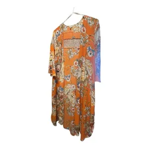 Floral Orange Women's Robe open kimono style large thumbnail 2